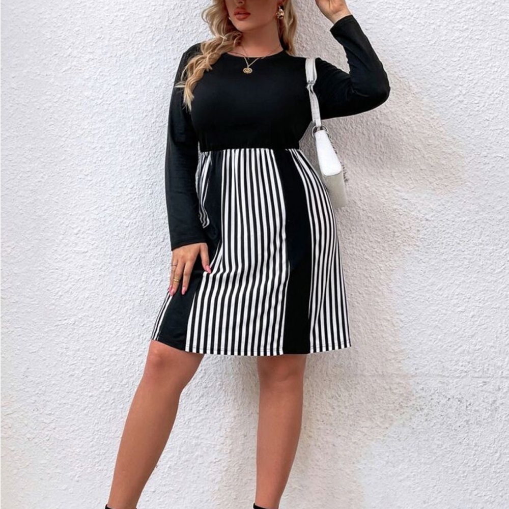 Black and White Striped Women's Dress